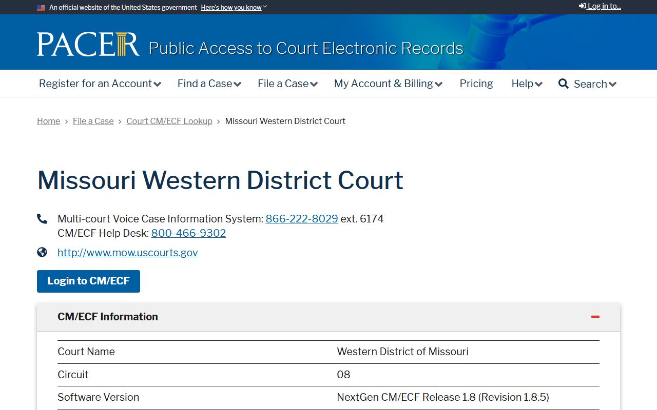 Holt County Circuit Court Clerk records and PACER federal case lookup