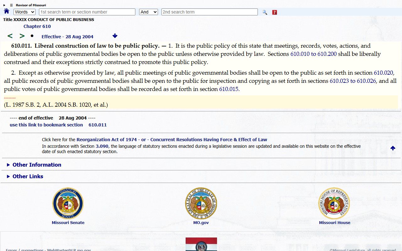 Holt County court records Missouri Sunshine Law policy