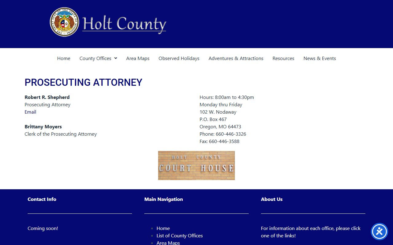 Holt County criminal court records prosecuting attorney office