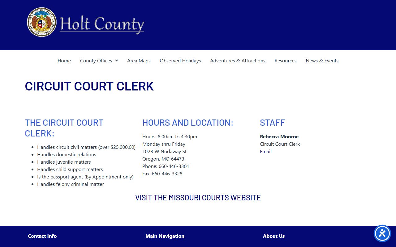 Holt County Court records and Circuit Court Clerk office source