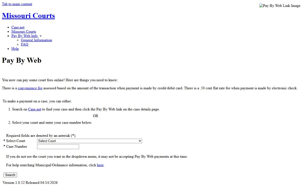 Holt County Court traffic records and Missouri Pay By Web