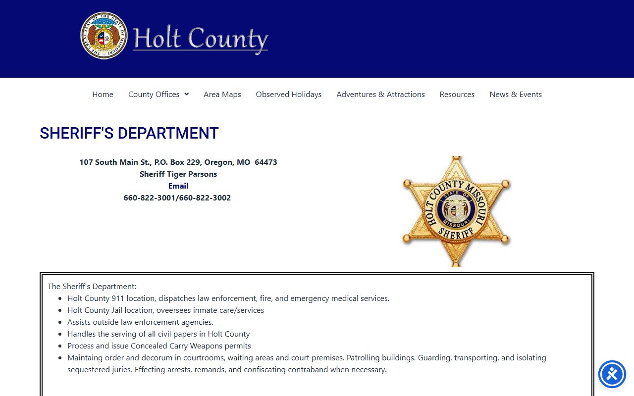 Holt County Court records sheriff and jail source